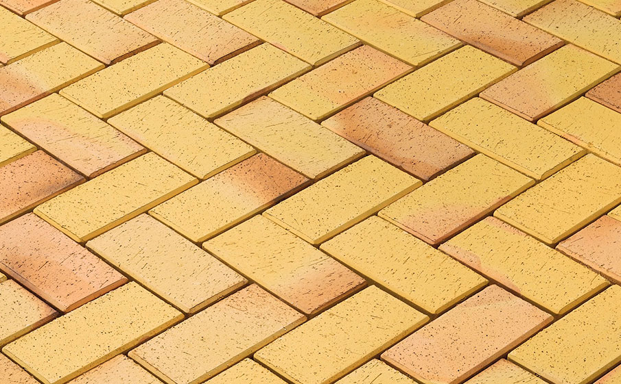 Тротуарная клинкерная брусчатка Vandersanden Plauen желтая, 200*100*45 мм