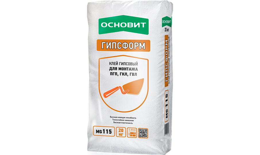 Клей монтажный ОСНОВИТ ГИПСФОРМ MG115, 20 кг